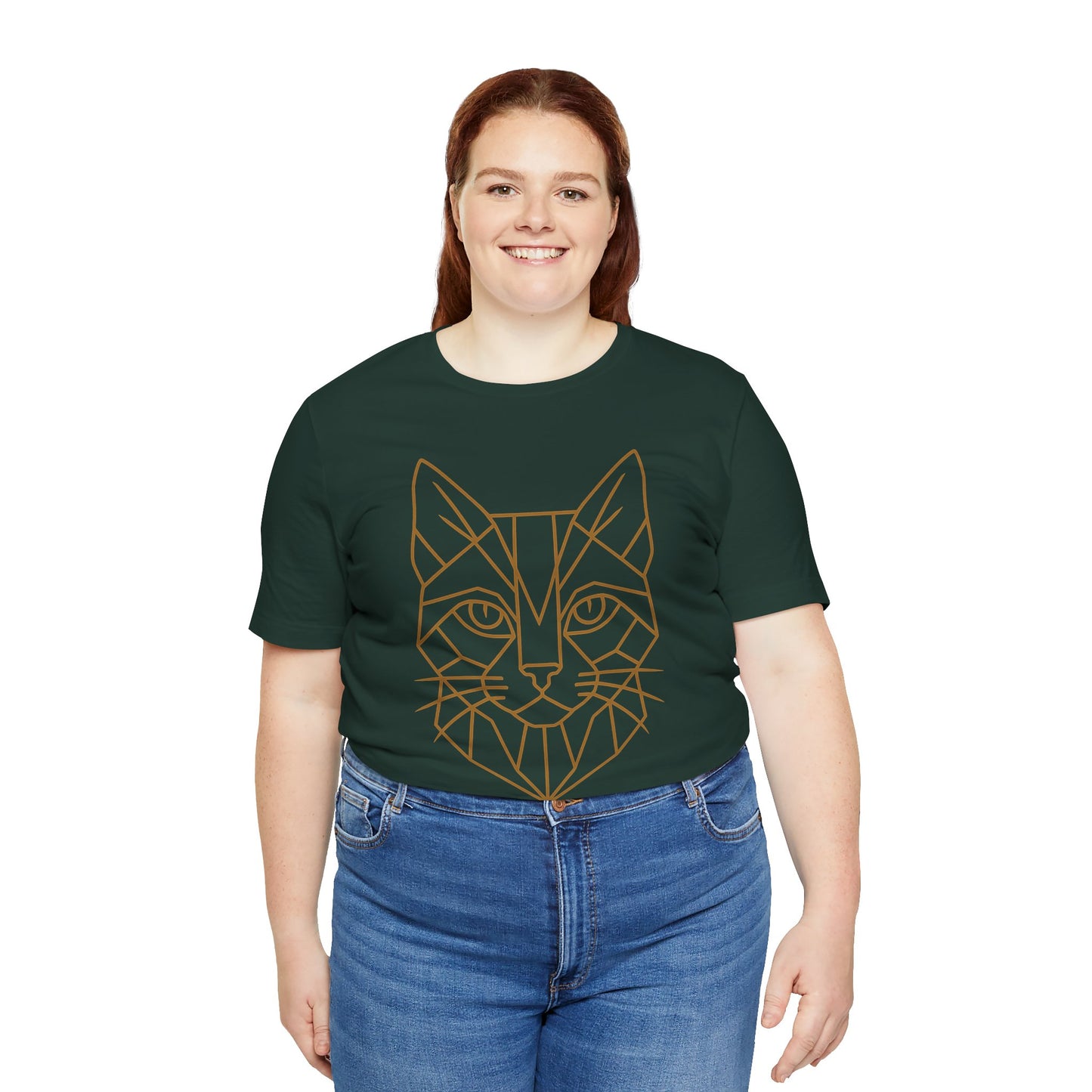 Geometric Cat T-Shirt – Minimalist Line Art Tee