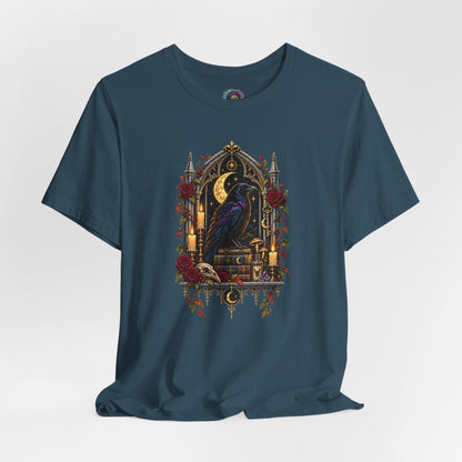 Raven’s Reliquary Tee – Gothic Moonlit Raven T-shirt