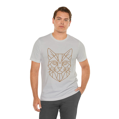 Geometric Cat T-Shirt – Minimalist Line Art Tee - WhimSpin - https://whimspin.com