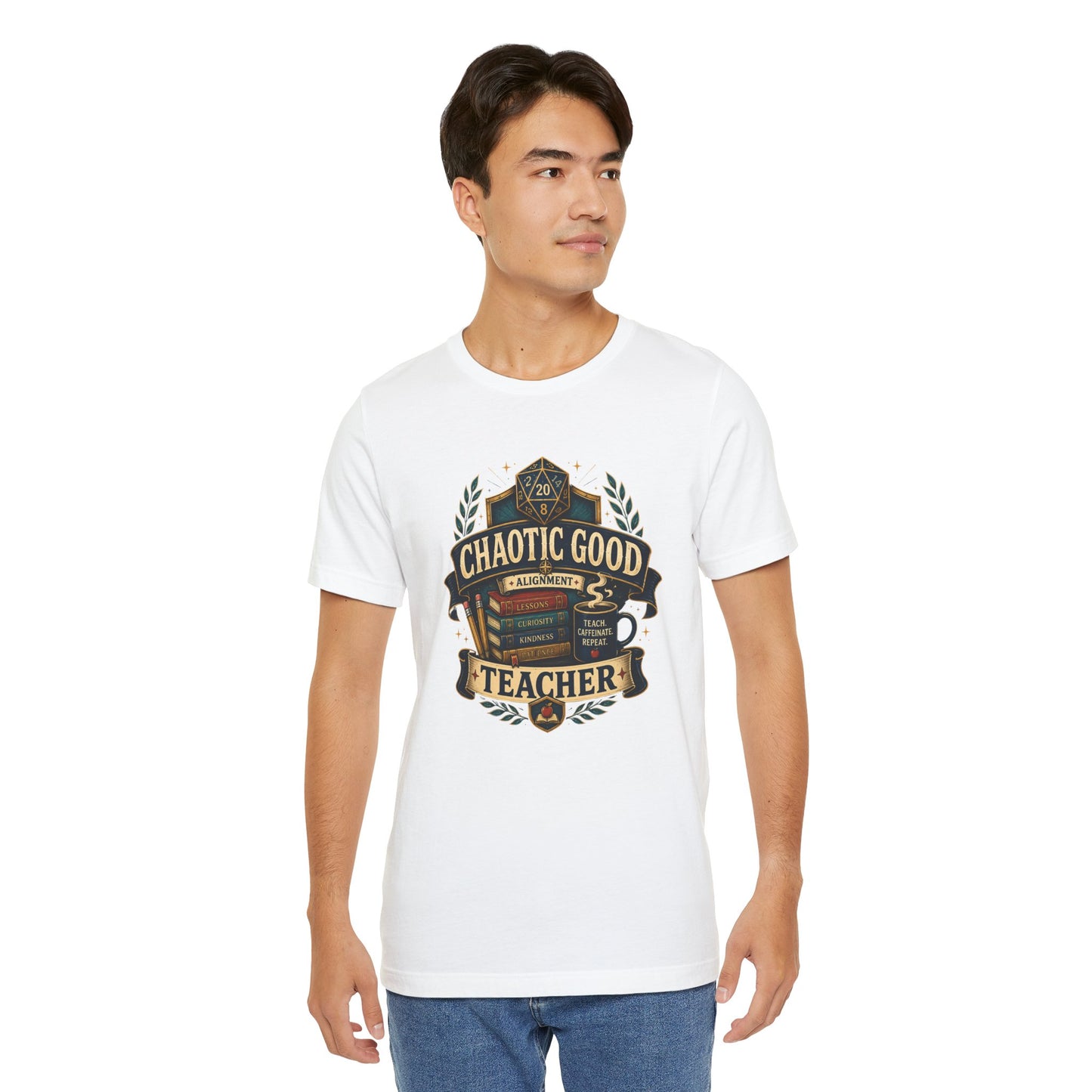 Chaotic Good Teacher T-Shirt – RPG Teacher Graphic Tee