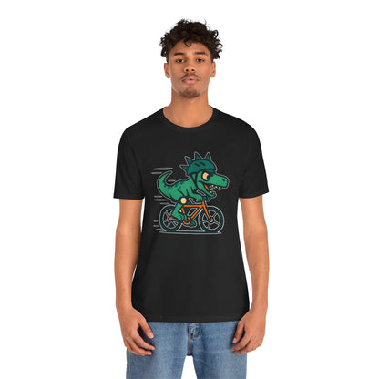 Velociraptor on a Bike T-Shirt – Funny Dino Velo Tee