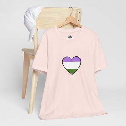 Genderqueer Flag Heart T-Shirt – Unisex LGBTQ+ Graphic Tee