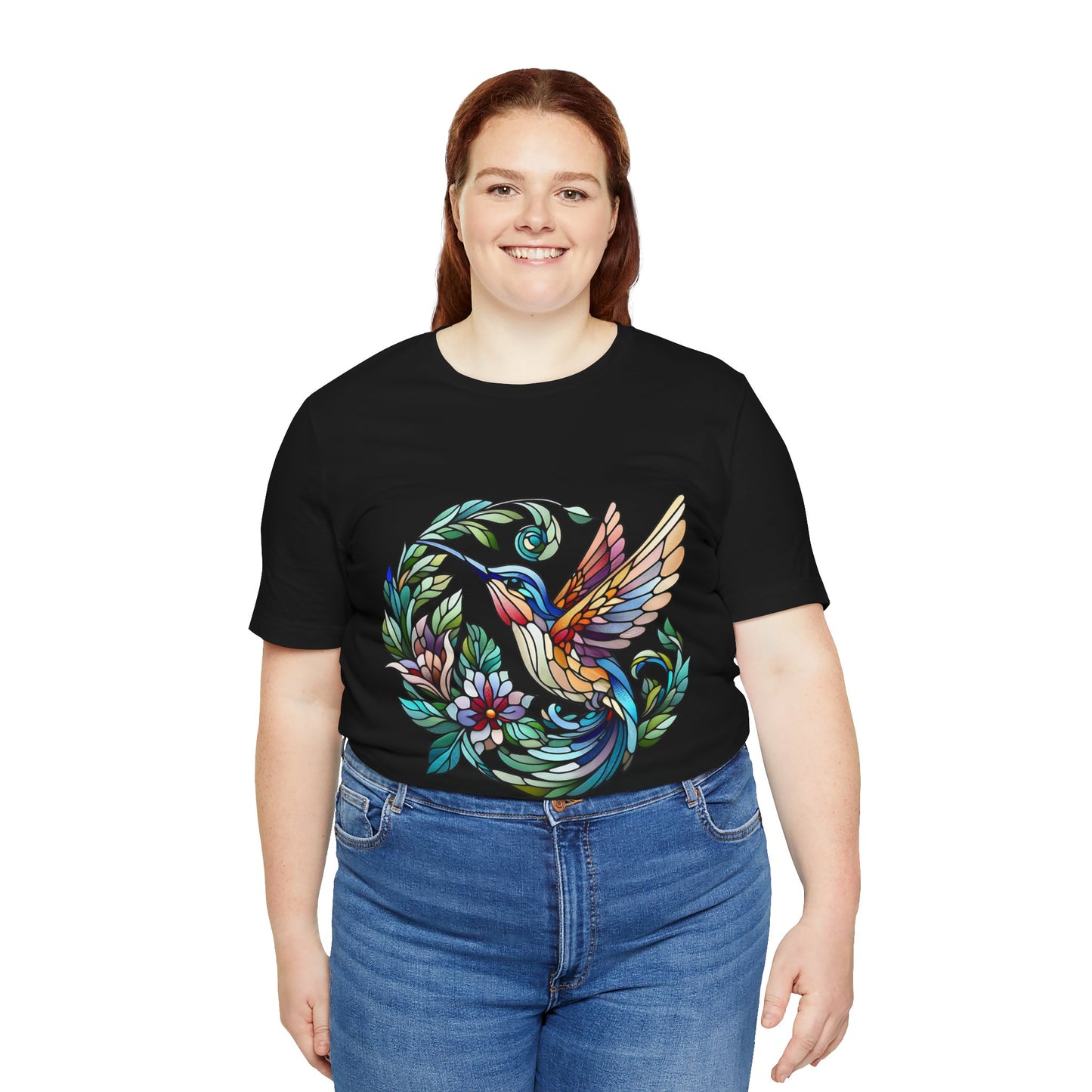 Stained Glass Hummingbird Tee – Vibrant Nature Shirt - WhimSpin - https://whimspin.com