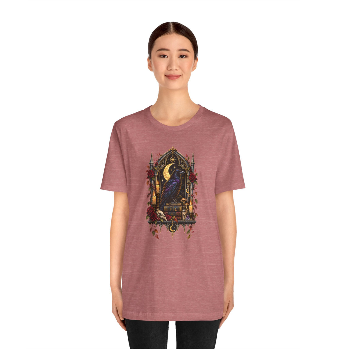 Raven’s Reliquary Tee – Gothic Moonlit Raven T-shirt
