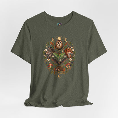 Nocturnal Woodland Animals T-Shirt – Moonlit Nature Tee