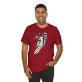 Red crewneck t-shirt with grey Cthulhu-style graphic print, relaxed fit