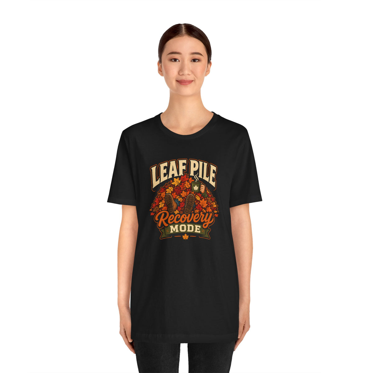 Leaf Pile Recovery Mode T-Shirt – Funny Fall Leaves Tee