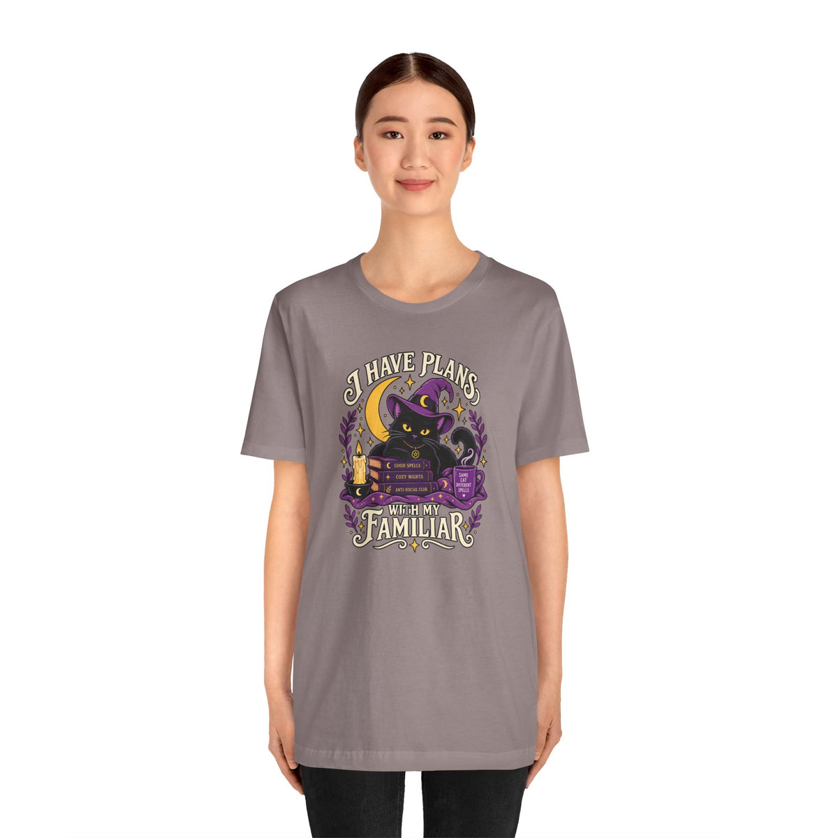 I Have Plans With My Familiar T-Shirt - Funny Witchy Introvert Cat Tee