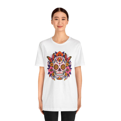 Floral Sugar Skull T-Shirt – Colorful Día de los Muertos Inspired Tee