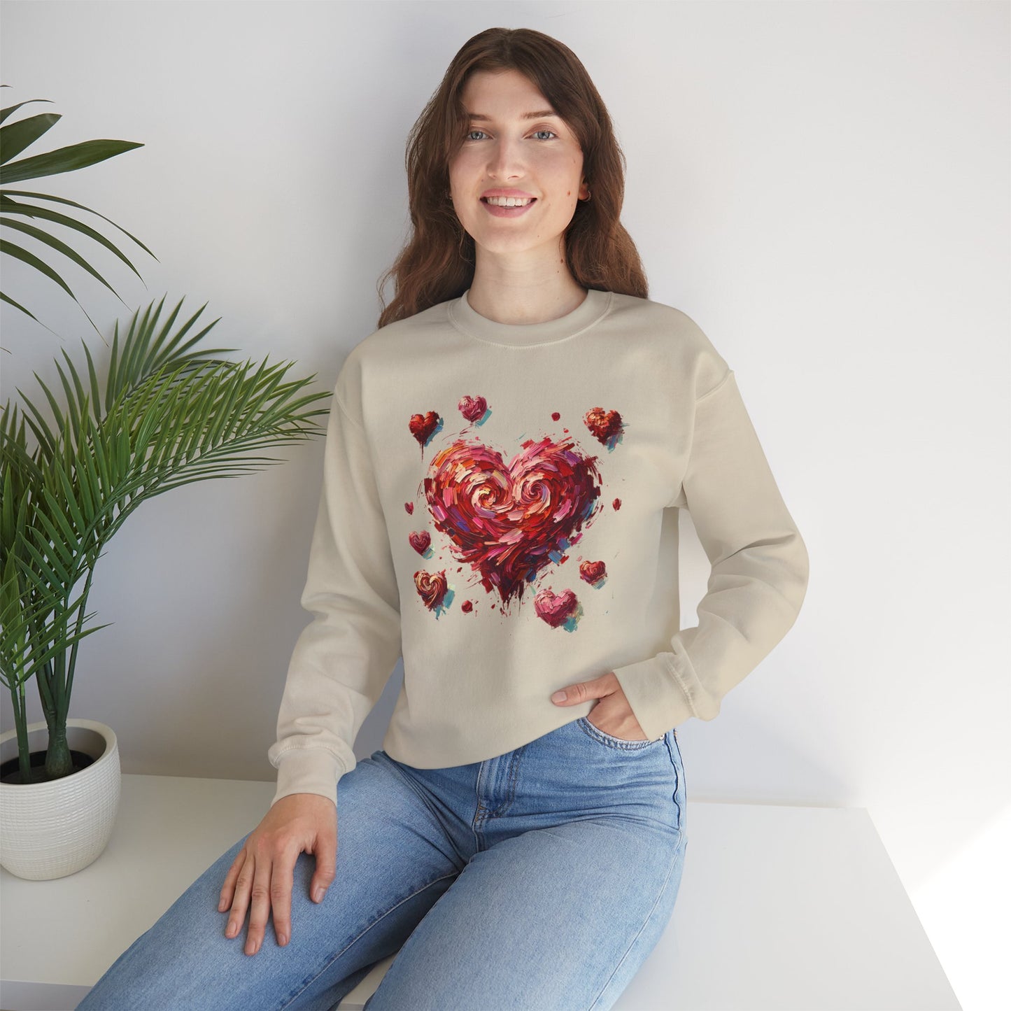 Impressionistic Heart Sweatshirt – Painterly Valentine's Day Art Pullover