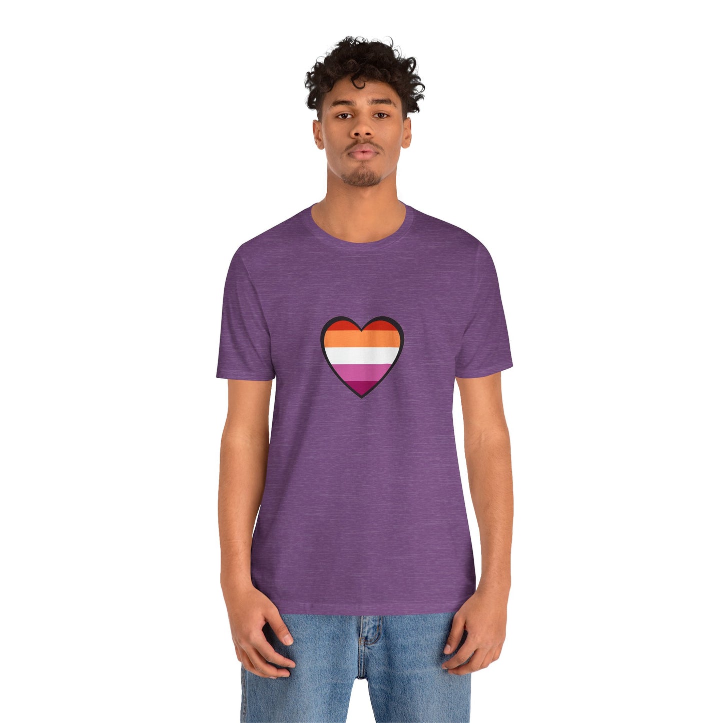 Lesbian Flag Heart T-Shirt – Bold LGBTQ+ Graphic Tee