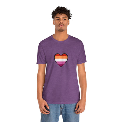 Lesbian Flag Heart T-Shirt – Bold LGBTQ+ Graphic Tee