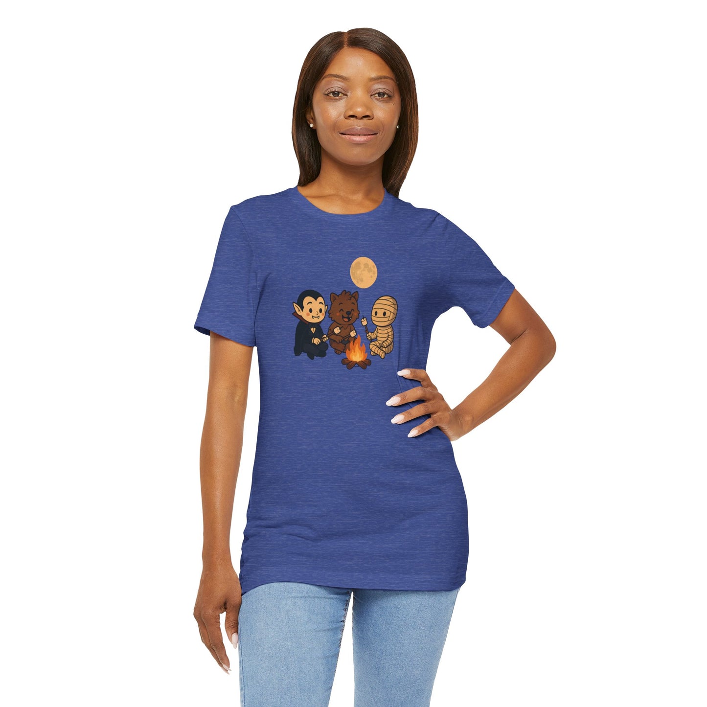 Halloween Monsters Campfire T-Shirt – Cute Monster Shirt with Roasting Marshmallows