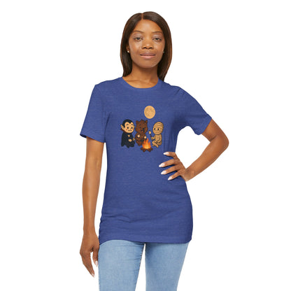 Halloween Monsters Campfire T-Shirt – Cute Monster Shirt with Roasting Marshmallows