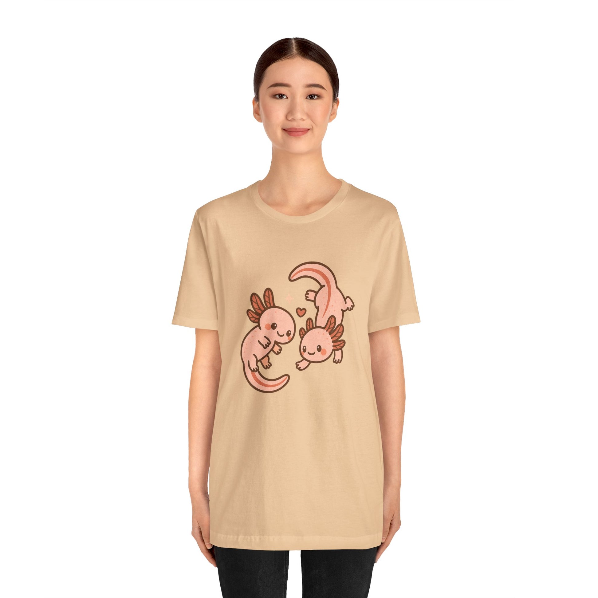 Kawaii Axolotl T-Shirt – Cute Tee with Smiling Axolotls - WhimSpin - https://whimspin.com