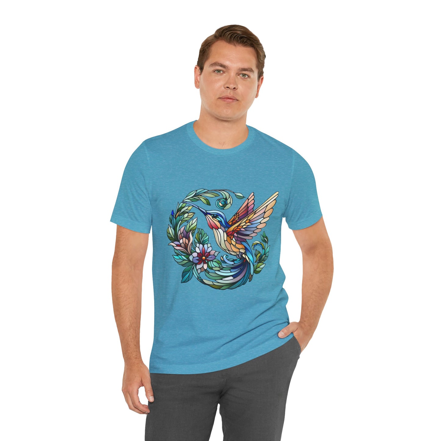 Stained Glass Hummingbird Tee – Vibrant Nature Shirt - WhimSpin - https://whimspin.com