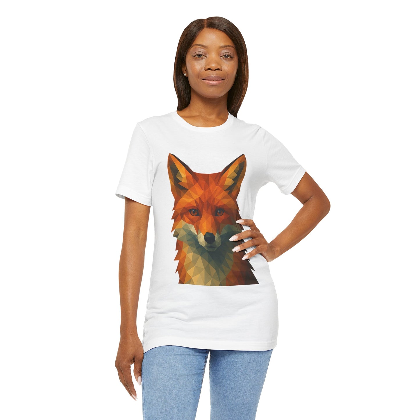 Geometric Fox T-Shirt – Polygon Animal Tee with Nature Vibes - WhimSpin - https://whimspin.com