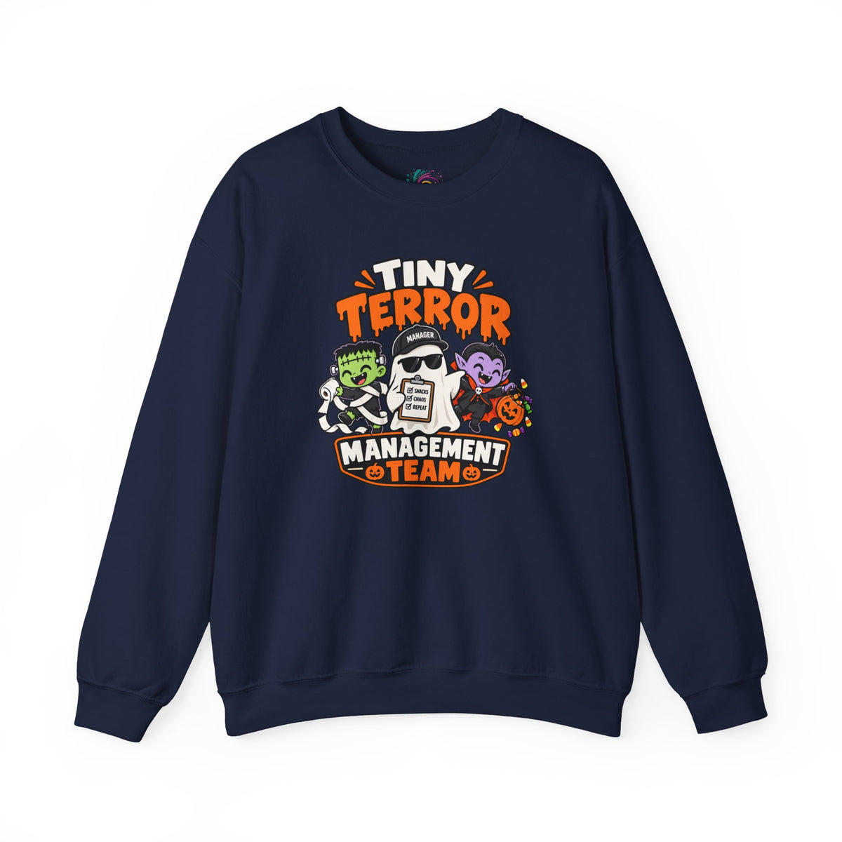 Tiny Terror Management Team Sweatshirt – Funny Halloween Parent Crewneck