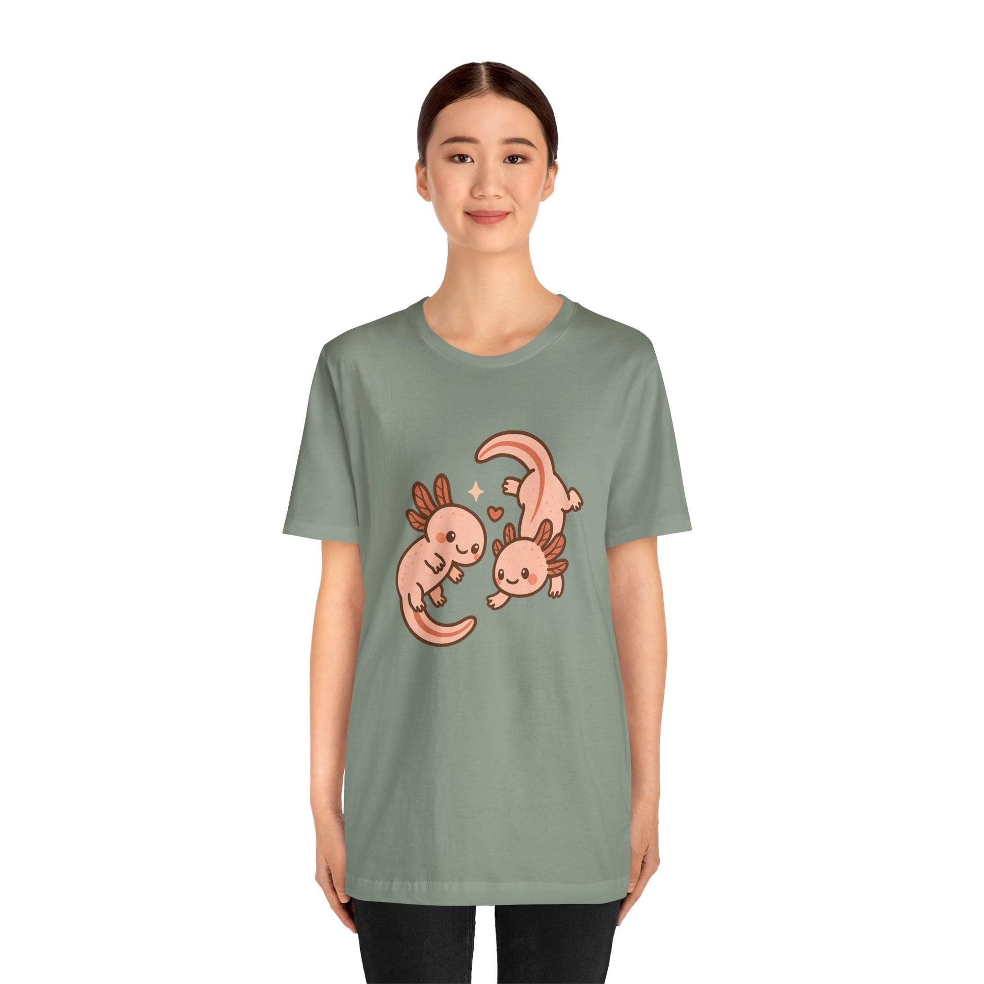 Kawaii Axolotl T-Shirt – Cute Tee with Smiling Axolotls - WhimSpin - https://whimspin.com