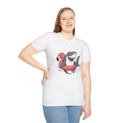 Shark & Flamingo Floatie T-Shirt – Funny Beach & Pool Day Tee