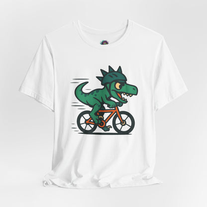 Velociraptor on a Bike T-Shirt – Funny Dino Velo Tee