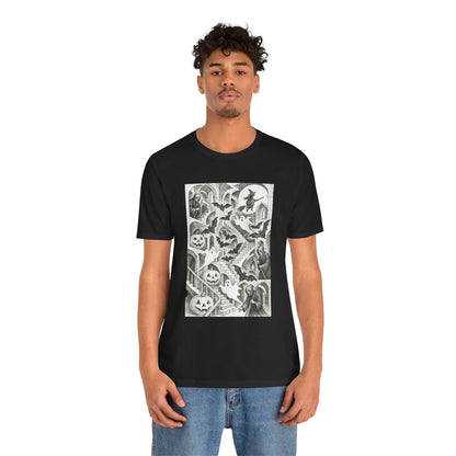 Haunted Hallways T-Shirt – Escher-Inspired Halloween Graphic Tee
