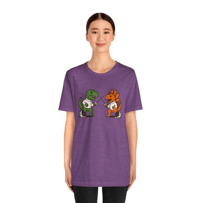 Dinosaur Fencing T-Shirt – T-Rex vs Stegosaurus Tee