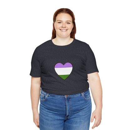 Genderqueer Flag Heart T-Shirt – Unisex LGBTQ+ Graphic Tee