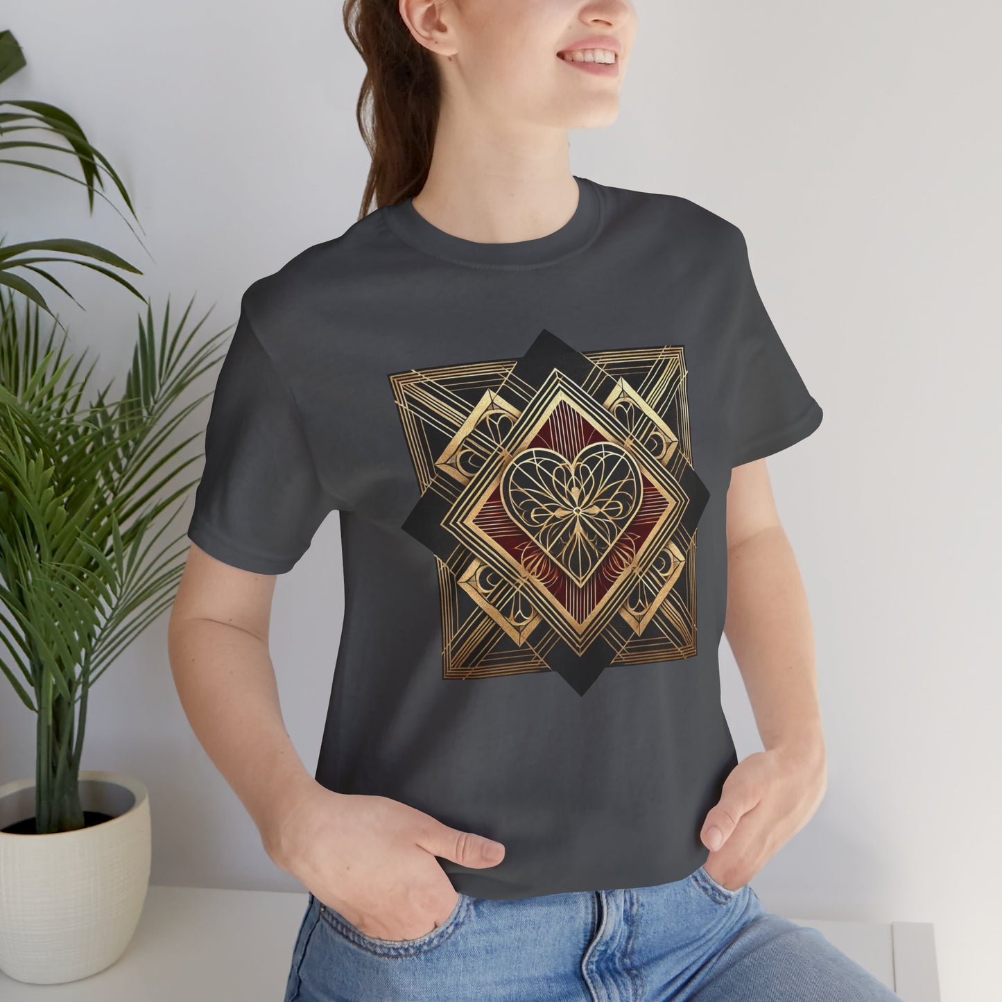Art Deco Heart T-Shirt – Romantic Valentine's Day Graphic Tee