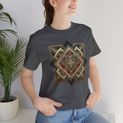 Art Deco Heart T-Shirt – Romantic Valentine's Day Graphic Tee