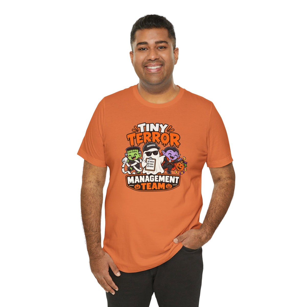 Tiny Terror Management Team T-Shirt – Funny Halloween Parent Tee