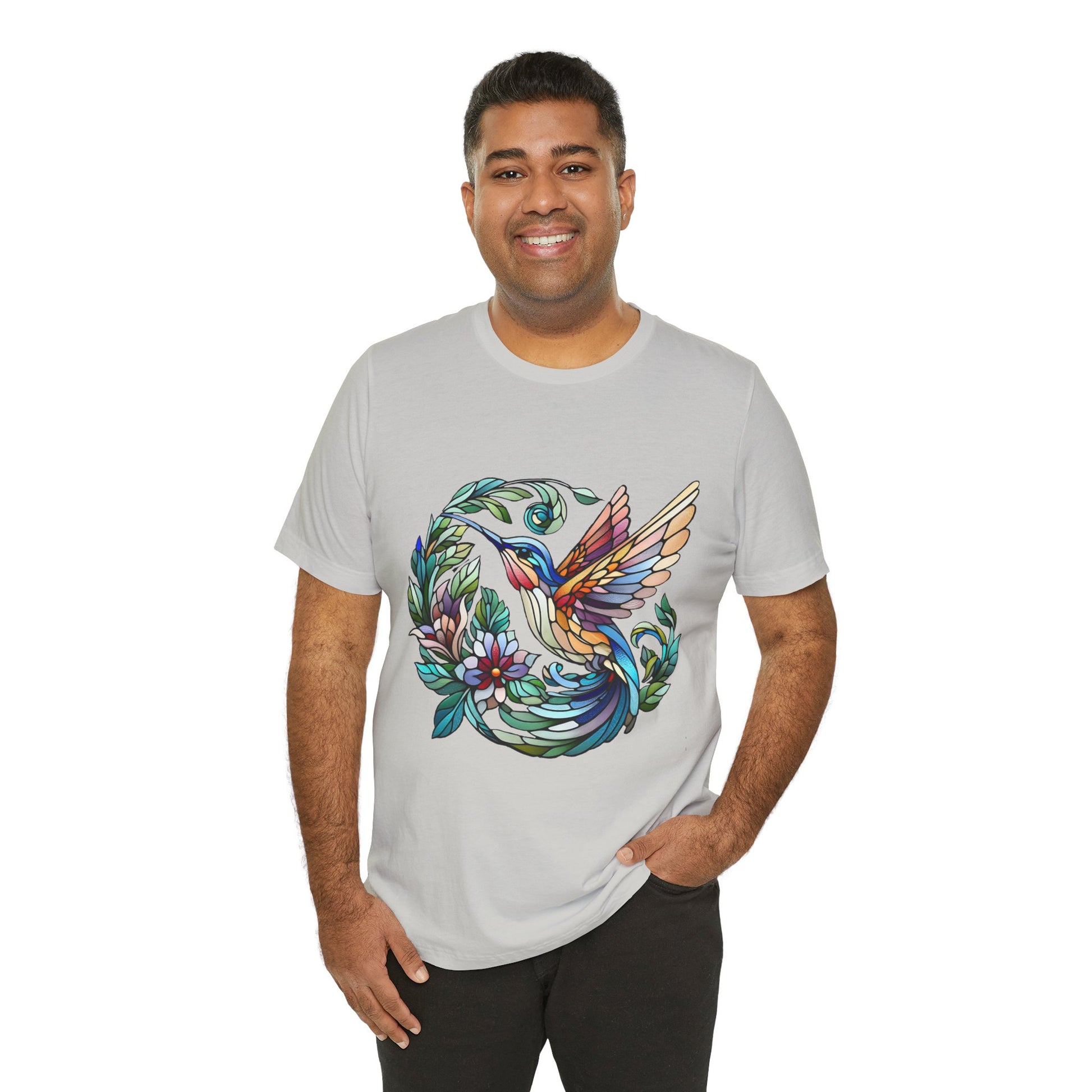 Stained Glass Hummingbird Tee – Vibrant Nature Shirt - WhimSpin - https://whimspin.com