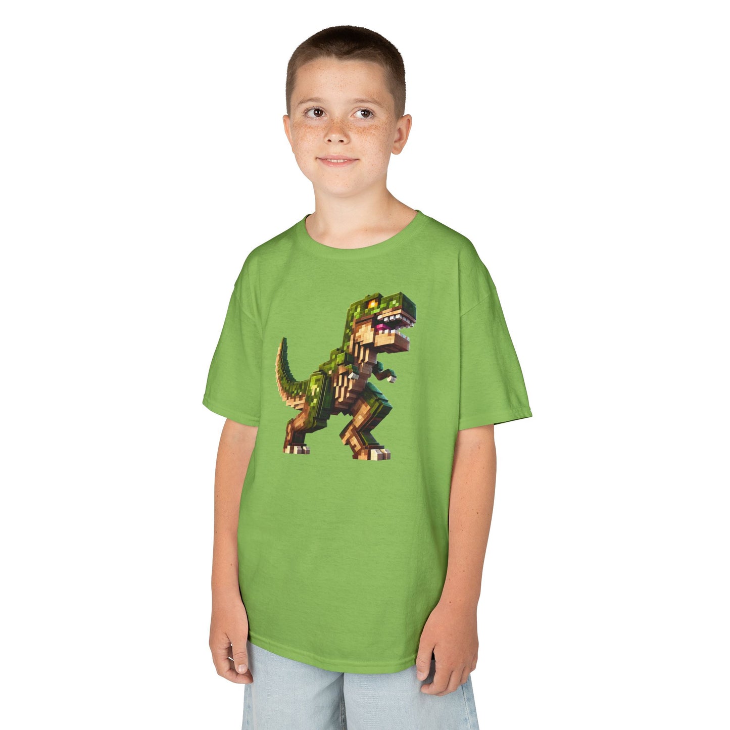 Pixel Dinosaur Kids T-Shirt – Retro Pixel T-Rex Gamer Tee