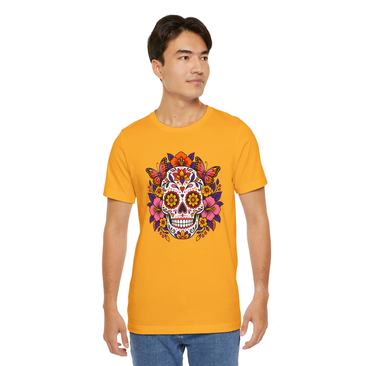 Floral Sugar Skull T-Shirt – Colorful Día de los Muertos Inspired Tee