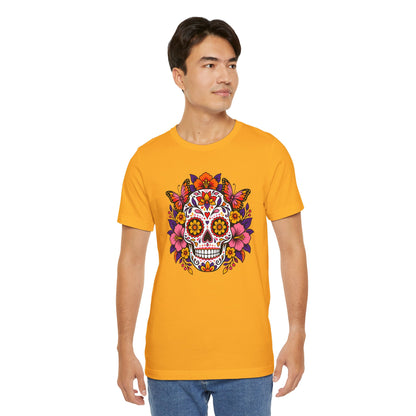 Floral Sugar Skull T-Shirt – Colorful Día de los Muertos Inspired Tee