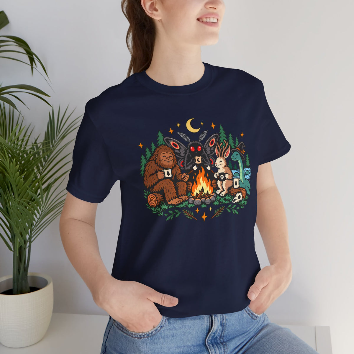 Cryptid Campfire T-Shirt – Bigfoot, Mothman & Nessie Tee