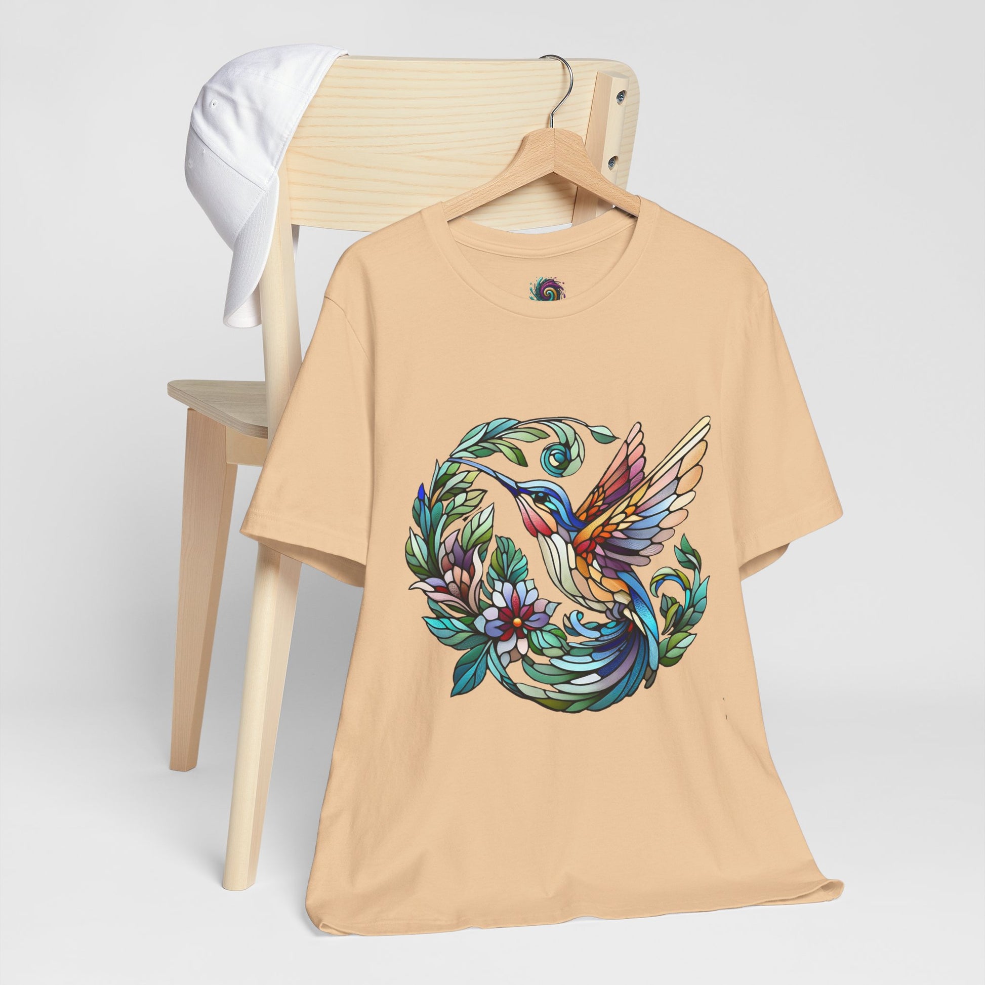 Stained Glass Hummingbird Tee – Vibrant Nature Shirt - WhimSpin - https://whimspin.com