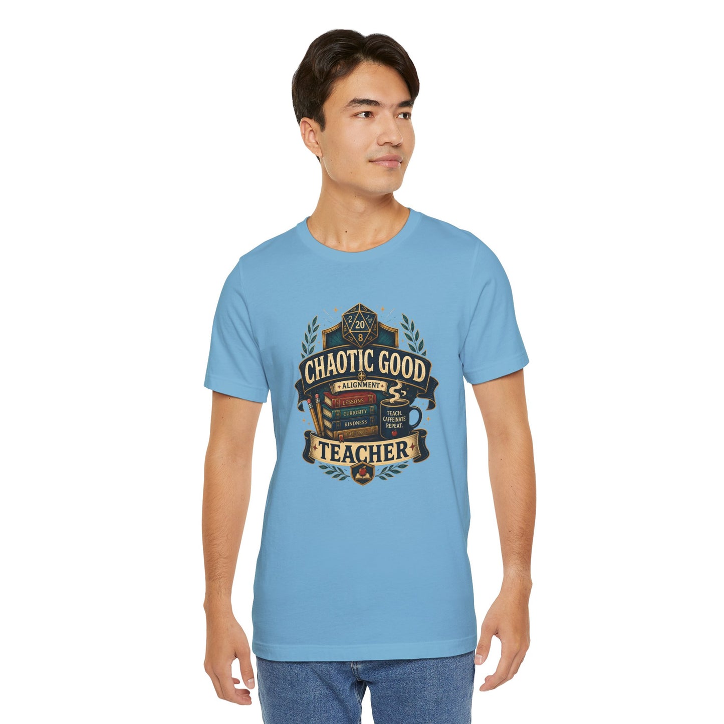 Chaotic Good Teacher T-Shirt – RPG Teacher Graphic Tee