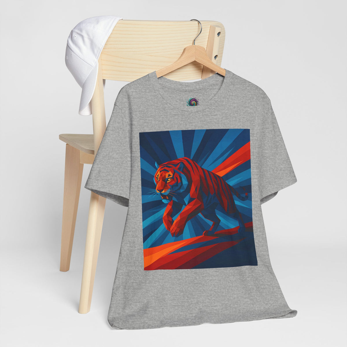 Geometric Tiger T-Shirt – Bold Jungle Animal Tee in Abstract Style - WhimSpin - https://whimspin.com
