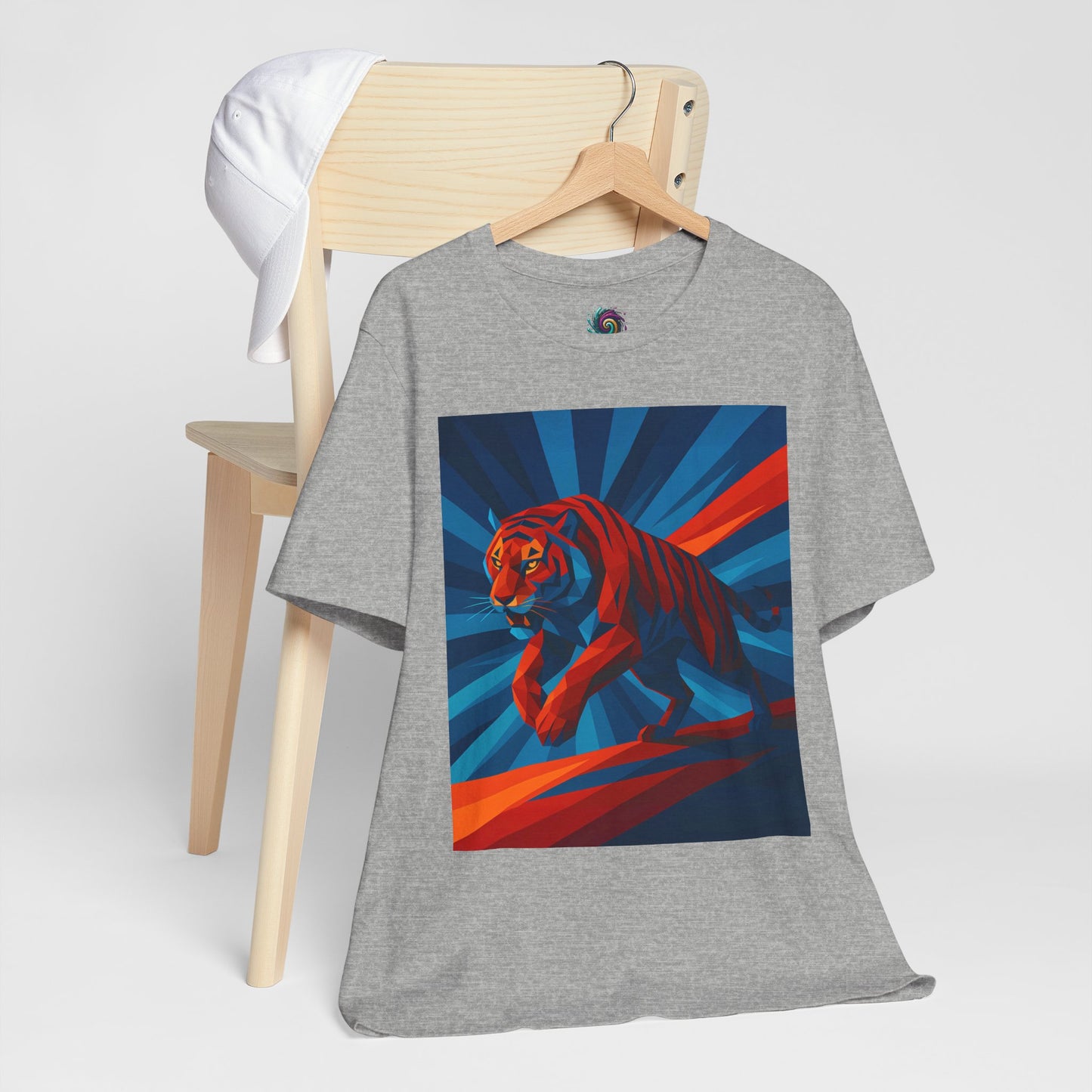 Geometric Tiger T-Shirt – Bold Jungle Animal Tee in Abstract Style - WhimSpin - https://whimspin.com