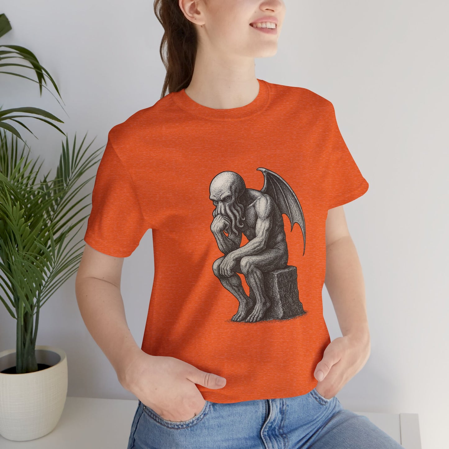 Cthulhu The Thinker Tee – Lovecraftian Parody Shirt