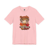 Pink T-shirt with “Pumpkin Spice Has Entered the Chat” graphic on the chest