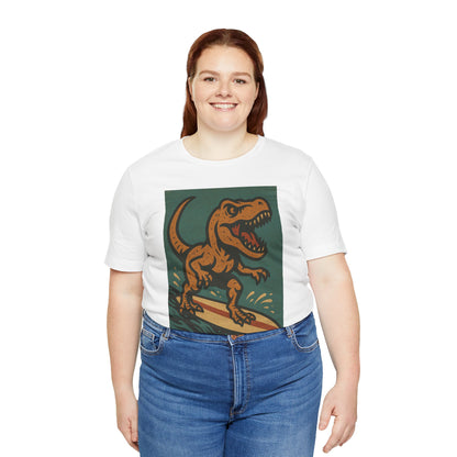 Surfing T-Rex T-Shirt – Funny Dinosaur Graphic Tee for Summer Vibes - WhimSpin - https://whimspin.com