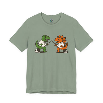 Dinosaur Fencing T-Shirt – T-Rex vs Stegosaurus Tee