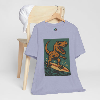 Surfing T-Rex T-Shirt – Funny Dinosaur Surfing Graphic Tee
