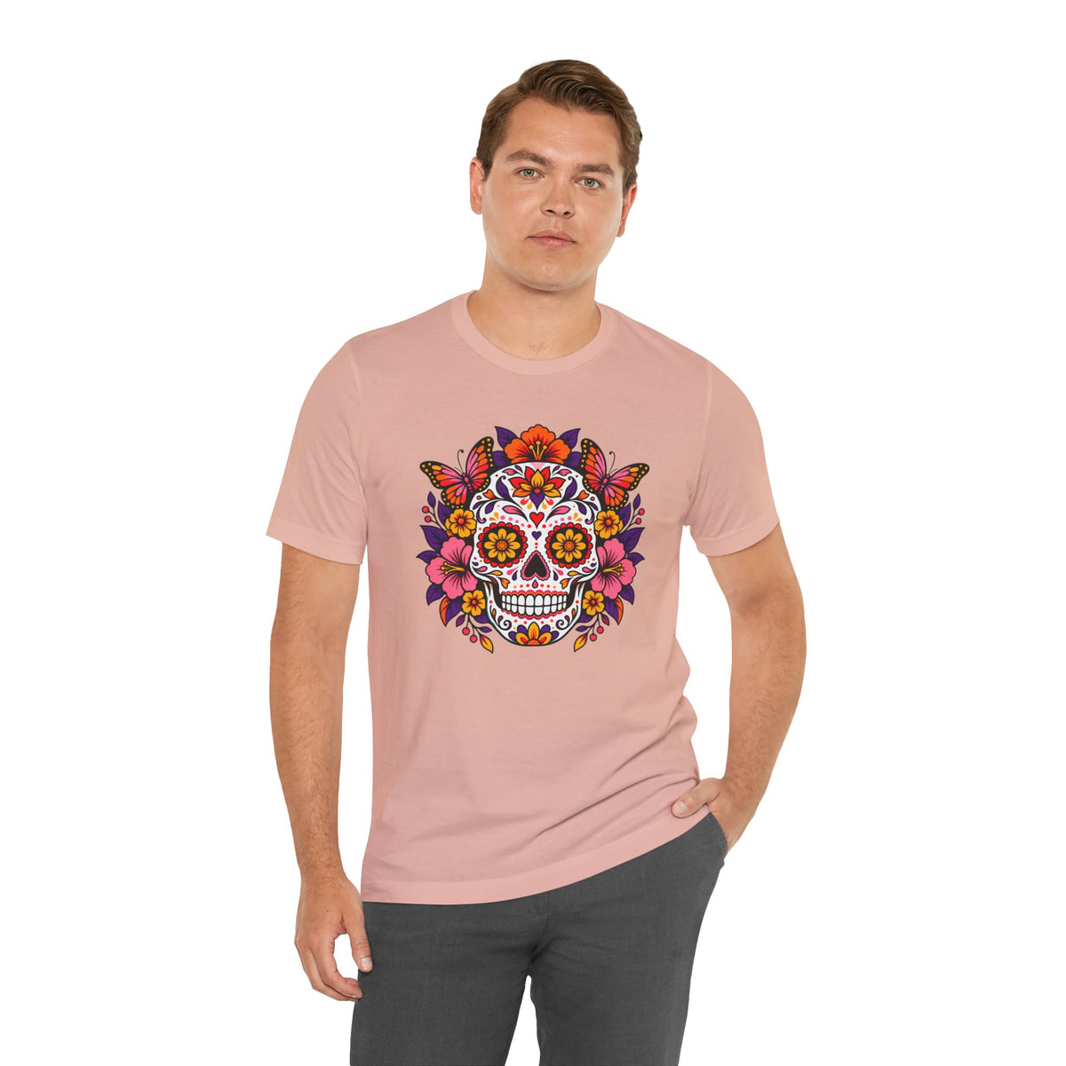Floral Sugar Skull T-Shirt – Colorful Día de los Muertos Inspired Tee