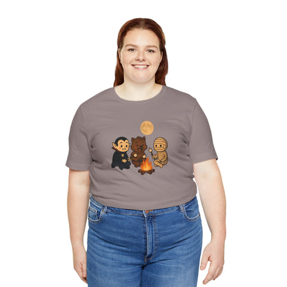 Halloween Monsters Campfire T-Shirt – Cute Monster Shirt with Roasting Marshmallows