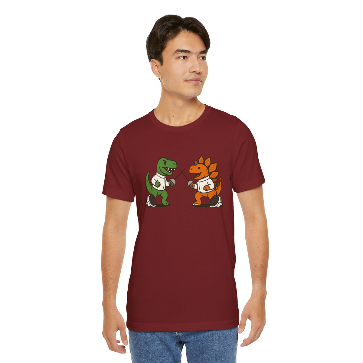 Dinosaur Fencing T-Shirt – T-Rex vs Stegosaurus Tee