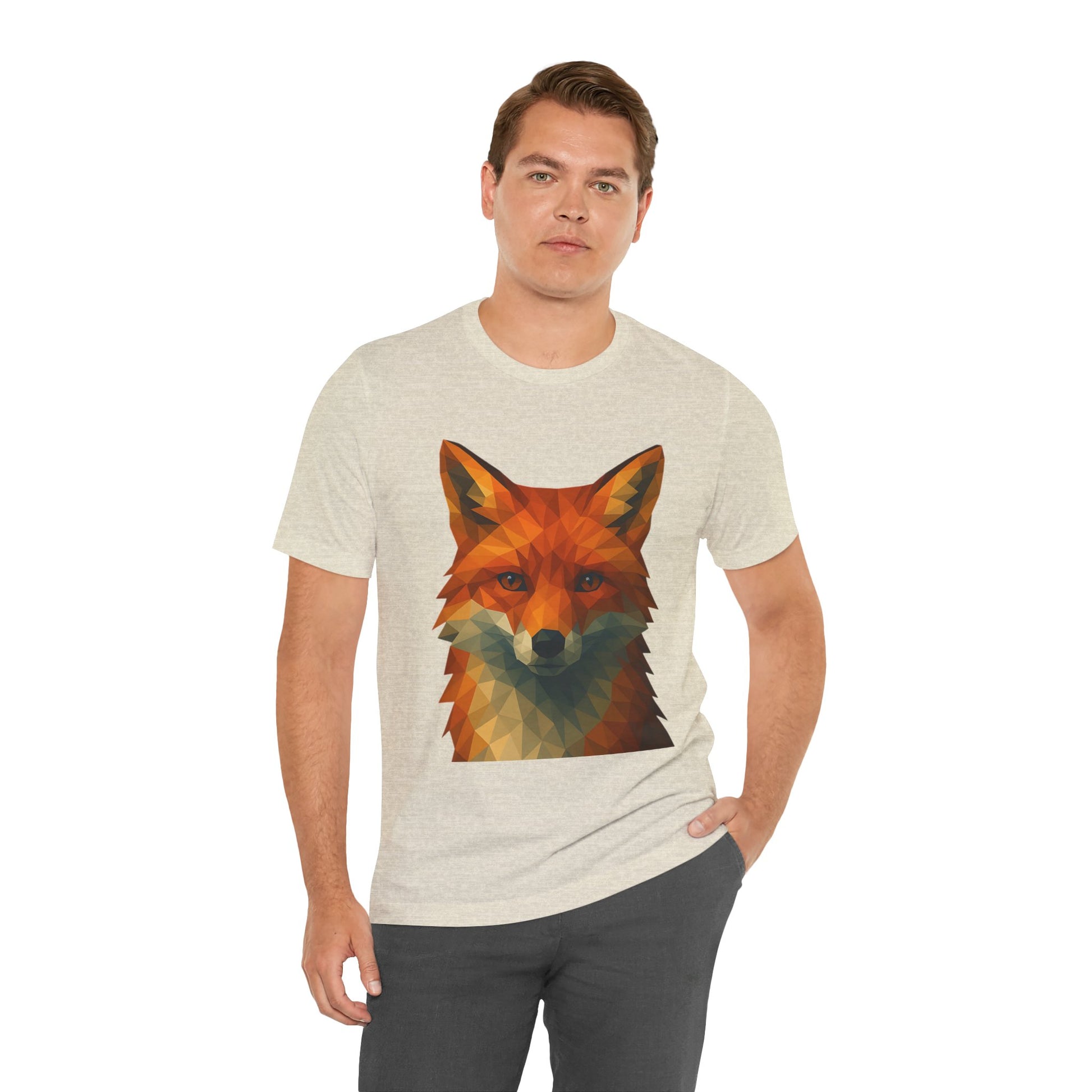 Geometric Fox T-Shirt – Polygon Animal Tee with Nature Vibes - WhimSpin - https://whimspin.com