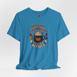 Blue t-shirt with pumpkin spice taster graphic
